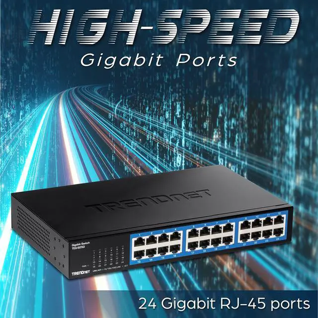 Alt view image 5 of 5 - TRENDnet 24-Port Gigabit Desktop Switch, TEG-S25D, 24 x Gigabit RJ-45 Ports, 48Gbps Switching Capacity, Fanless Design, Metal Enclosure, Internal Power Supply, Lifetime Protection, Black