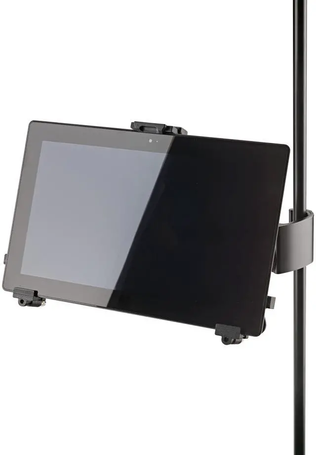Alt view image 3 of 5 - K&M Konig & Meyer 19791.016.55 Tablet/iPad Holder for Microphone Stand - Switch from Landscape to Portrait - Professional Grade for all Musicians - Studio or Remote Home Use - German Made - Black