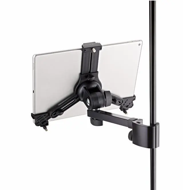 Alt view image 5 of 5 - K&M Konig & Meyer 19791.016.55 Tablet/iPad Holder for Microphone Stand - Switch from Landscape to Portrait - Professional Grade for all Musicians - Studio or Remote Home Use - German Made - Black