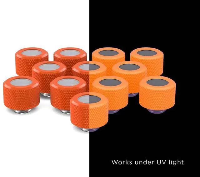 Alt view image 2 of 4 - PrimoChill 14mm OD Rigid SX Fitting - 12 Pack - UV Orange