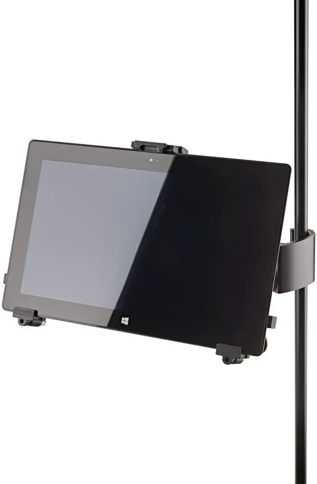 Alt view image 4 of 5 - K&M Konig & Meyer 19791.016.55 Tablet/iPad Holder for Microphone Stand - Switch from Landscape to Portrait - Professional Grade for all Musicians - Studio or Remote Home Use - German Made - Black