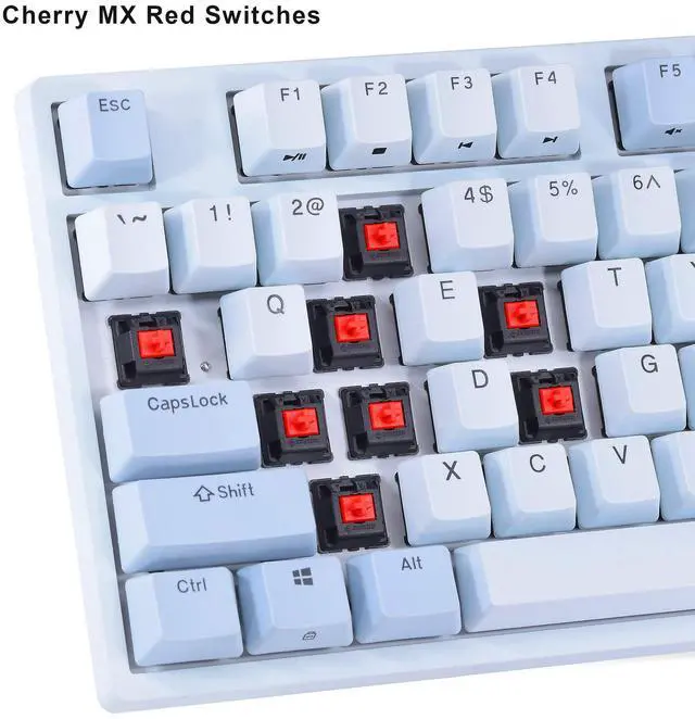 Alt view image 2 of 5 - DURGOD Taurus K320 TKL Mechanical Keyboard | 87 Keys Tenkeyless | USB C Wired | Doubleshot PBT Keycaps | Programmable Keys | NKRO Rollover | Windows & Mac (Haze BlueCherry Red)