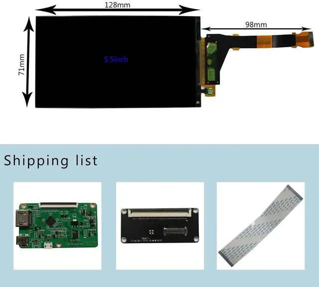 Alt view image 5 of 5 - VSDISPLAY 5.5 Inch 1440x2560 LCD Screen 2K LS055R1SX04 with MIPI LCD Controller Board VS-CXMIPI-V1,Fit for AR/VR/HMD/3D Printing 5.5'' Replacement Display Panel