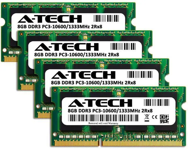 Alt view image 2 of 5 - A-Tech 32GB (4x8GB) RAM for Apple iMac (Mid 2010 27 inch 4-Core, Mid 2011 21.5/27 inch) | DDR3 1333MHz PC3-10600 204-Pin SODIMM Memory Upgrade Kit