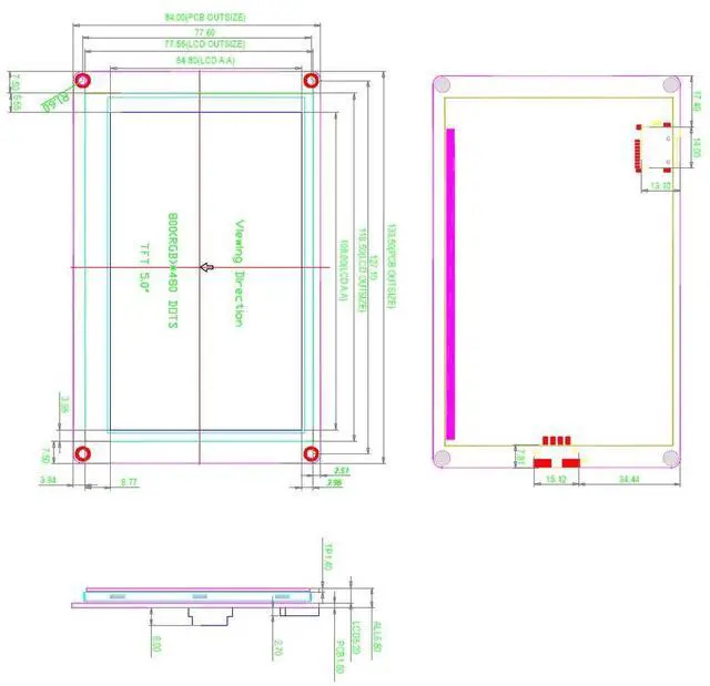 Alt view image 3 of 5 - DIYmalls Nextion 5 inch HMI Display Resistive Touch Screen 5V TFT LCD 800x480 for Arduino ESP32 Board (NX8048T050)