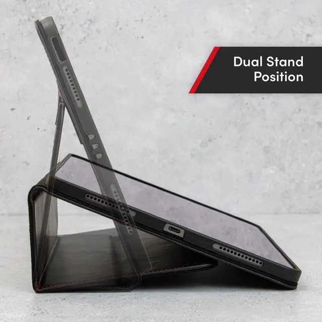 Alt view image 5 of 5 - Casemade Real Leather Case Compatible with iPad Pro 12.9 5th/6th Gen (2021/2022) - Full-Grain Leather Cover, Auto Sleep/Wake, Dual Stand Position (Black)