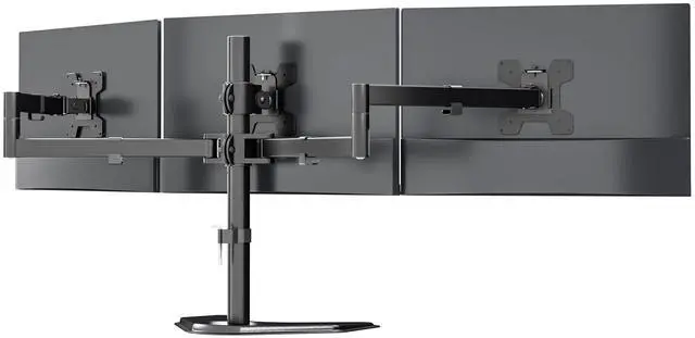 Main image of WALI Triple Monitor Stand, Free Standing Three LCD Monitor Fully Adjustable Desk Mount Fits 3 Screens up to 27 inch, 22 lbs Weight Capacity per Arm (MF003), Black