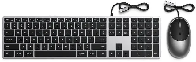 Main image of Satechi Slim W3 Wired Keyboard & Aluminum C1 Wired Mouse Bundle, USB C Connection, Backlit Keys, Adjustable DPI, for MacBook Pro/Air, iPad Pro/Air, iMac, Latops, Desktops, and Tablets