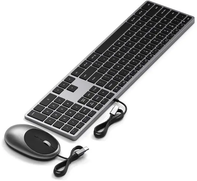 Alt view image 2 of 5 - Satechi Slim W3 Wired Keyboard & Aluminum C1 Wired Mouse Bundle, USB C Connection, Backlit Keys, Adjustable DPI, for MacBook Pro/Air, iPad Pro/Air, iMac, Latops, Desktops, and Tablets
