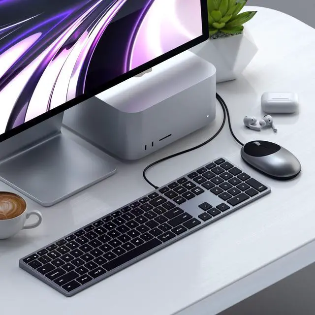 Alt view image 4 of 5 - Satechi Slim W3 Wired Keyboard & Aluminum C1 Wired Mouse Bundle, USB C Connection, Backlit Keys, Adjustable DPI, for MacBook Pro/Air, iPad Pro/Air, iMac, Latops, Desktops, and Tablets