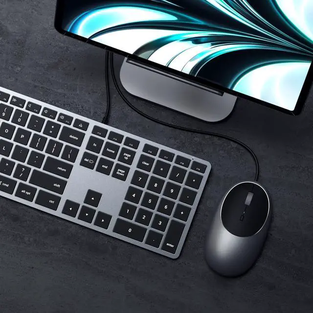 Alt view image 5 of 5 - Satechi Slim W3 Wired Keyboard & Aluminum C1 Wired Mouse Bundle, USB C Connection, Backlit Keys, Adjustable DPI, for MacBook Pro/Air, iPad Pro/Air, iMac, Latops, Desktops, and Tablets