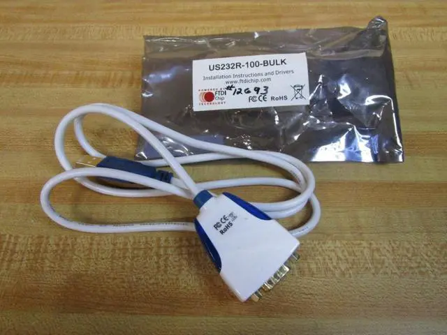 Main image of FTDI US232R-100-BULK, Cable, Assembly; USB-RS232; 9 COND; 24AWG; 1M; USB-A, DB9 Male; W/LEDs