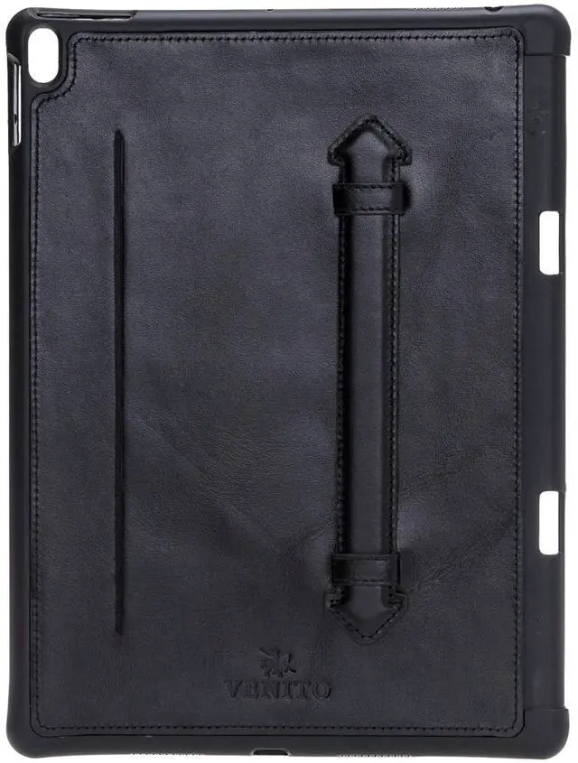 Main image of Venito Lecce Leather Wallet Case Compatible with iPad Air (10.5 inch) (3nd Generation) 2019, iPad Pro (10.5 inch) (2nd Generation) 2017- Flex Handle Tablet Wallet - Rustic Black