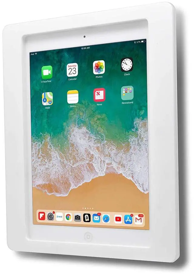 Main image of TABcare Anti-Theft Acrylic VESA Enclosure for Apple iPad 7/8/9 10.2" with Free Wall Mount Kit & 90-Degree Angle Charge Cable (iPad 7/8/9 10.2", White)