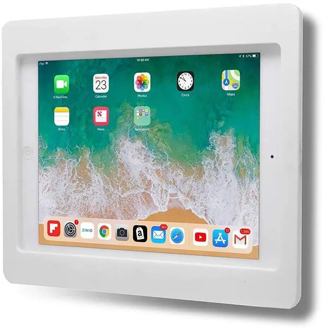 Alt view image 2 of 4 - TABcare Anti-Theft Acrylic VESA Enclosure for Apple iPad 7/8/9 10.2" with Free Wall Mount Kit & 90-Degree Angle Charge Cable (iPad 7/8/9 10.2", White)