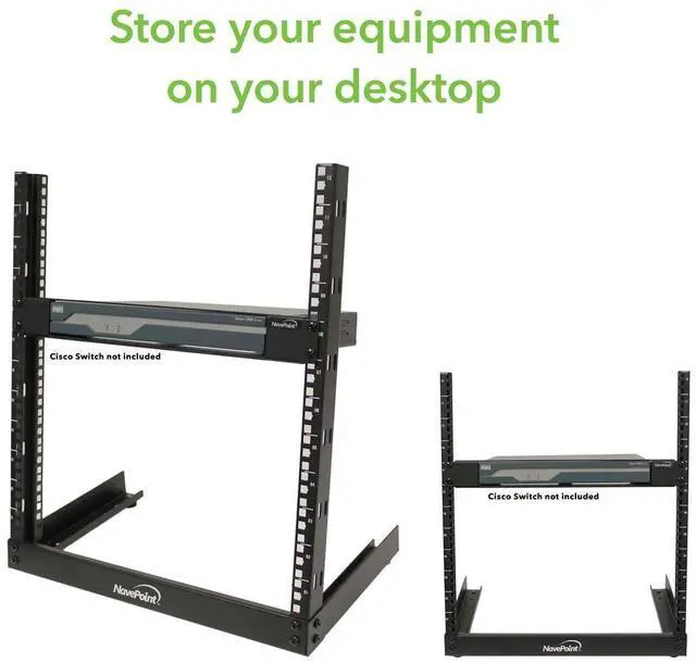 Alt view image 5 of 5 - NavePoint 12U 19 Inch Desktop Open Frame 2 Post Server Desk Rack Free Standing W/Hardware