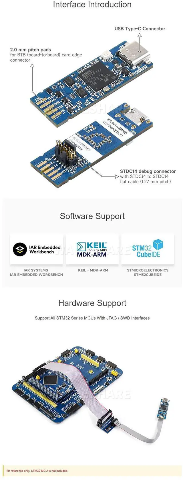Alt view image 4 of 5 - Coolwell Tiny STLINK-V3MINIE Debugger/Programmer for All STM32 MCUs with JTAG/SWD Interfaces