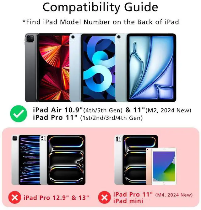 Alt view image 5 of 5 - Alto Leather Folio Case Compatible with Apple iPad Air 11 Inch M2 2024, iPad Air and iPad Pro 10.9 inch and 11 inch, Premium Italian Leather Sleeve Case (Raven Black)