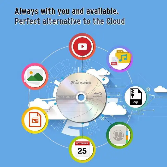 Alt view image 3 of 5 - Optical Quantum 50 GB 6X Blu-ray Double Layer Recordable Disc BD-R DL Logo Top, 50-Disc Spindle (MPN: OQBDRDL06LT-50)