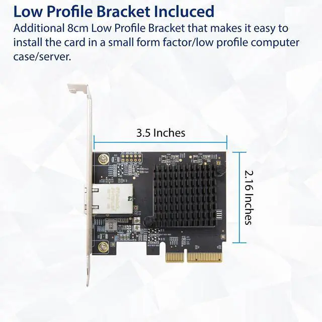 Alt view image 2 of 5 - 1 Port 10 Gigabit Ethernet Network Card - PCIe x4 10Gb 10GBASE-T NIC AQTION AQC107-10Gbps Ethernet PCI-Express x4 Adapter SD-PEX24055