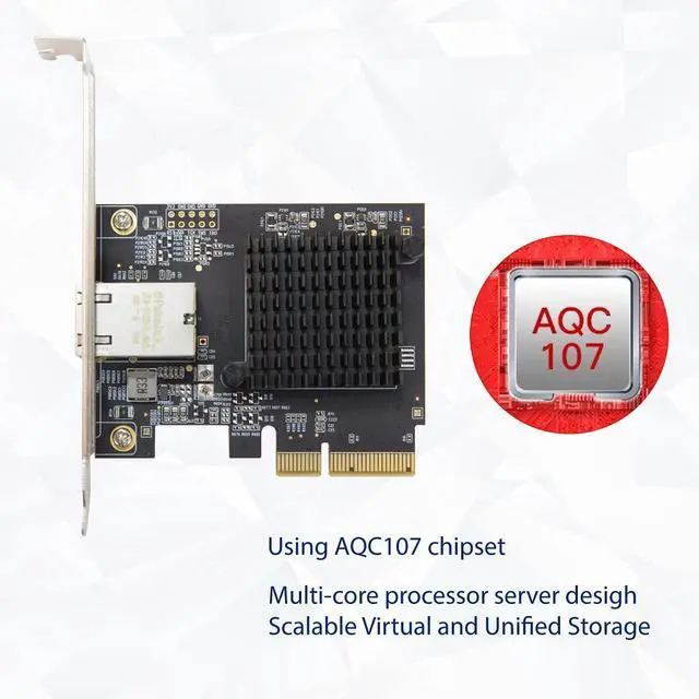 Alt view image 3 of 5 - 1 Port 10 Gigabit Ethernet Network Card - PCIe x4 10Gb 10GBASE-T NIC AQTION AQC107-10Gbps Ethernet PCI-Express x4 Adapter SD-PEX24055