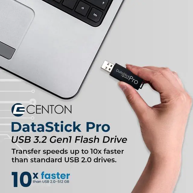 Alt view image 2 of 5 - Centon Electronics MP Valuepack USB 3.2 Gen1 DataStick Pro Flash Drive, 128 GB, 10 USB Flash Drives, 10 Pack, Black
