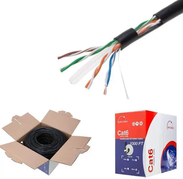 Main image of Satmaximum CAT6 1000ft UTP Black Ethernet Solid Cable 550Mhz LAN Cable 23AWG RJ45 Network Wire Bulk (Black)