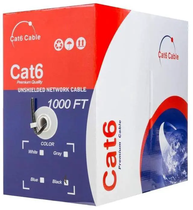Alt view image 4 of 4 - Satmaximum CAT6 1000ft UTP Black Ethernet Solid Cable 550Mhz LAN Cable 23AWG RJ45 Network Wire Bulk (Black)