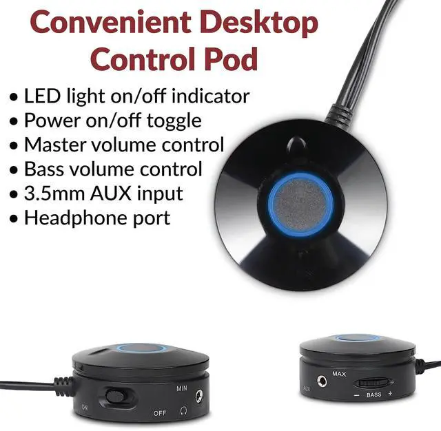 Alt view image 2 of 5 - Cyber Acoustics CA-3908 2.1 Multimedia Speaker System with Subwoofer, 92 Watts Peak Power, Deep Bass, Perfect for Music, Movies, and Games on Desktops, Laptops, Consoles