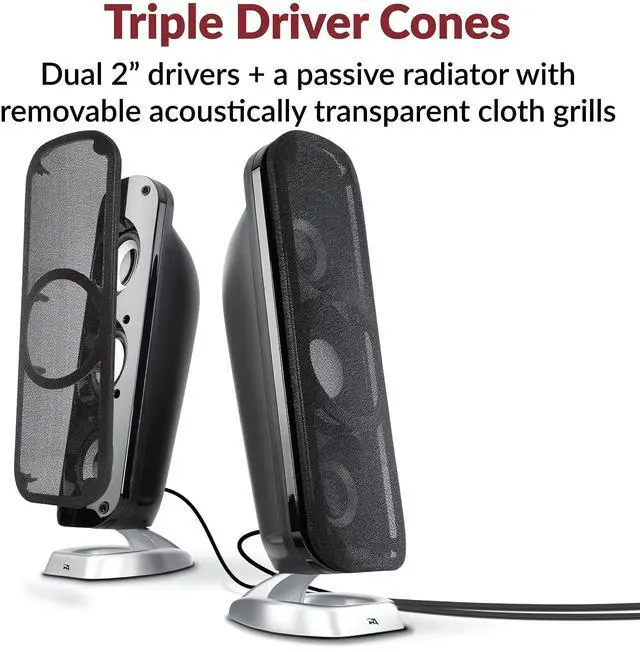 Alt view image 3 of 5 - Cyber Acoustics CA-3908 2.1 Multimedia Speaker System with Subwoofer, 92 Watts Peak Power, Deep Bass, Perfect for Music, Movies, and Games on Desktops, Laptops, Consoles