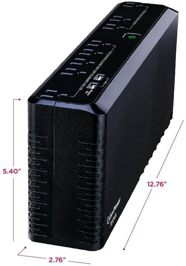 Alt view image 3 of 5 - CyberPower SL700U Standby UPS System, 700VA/370W, 8 Outlets, Slim Profile, Black