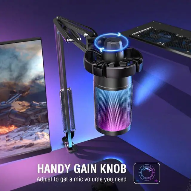 Alt view image 4 of 5 - FIFINE Gaming Microphone and USB Streaming Headset Kit, PC Podcast Condenser Mic with Boom Arm, Pop Filter, Mute, Wired Headphones with 7.1 Surround Sound for Streaming, Twitch, Online Chat (A6T+H6)