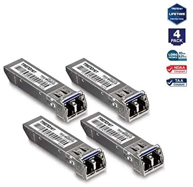 Alt view image 3 of 5 - TRENDnet SFP Single-Mode LC Module 4-Pack, TEG-MGBS10/4, For Single Mode Fiber, Distances up to 10km(6.2 Miles), Gigabit SFP, Supports Up to 1.25Gbps, IEEE 802.3z Gigabit Ethernet, Lifetime Protection