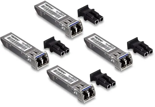 Main image of TRENDnet SFP Single-Mode LC Module 4-Pack, TEG-MGBS10/4, For Single Mode Fiber, Distances up to 10km(6.2 Miles), Gigabit SFP, Supports Up to 1.25Gbps, IEEE 802.3z Gigabit Ethernet, Lifetime Protection