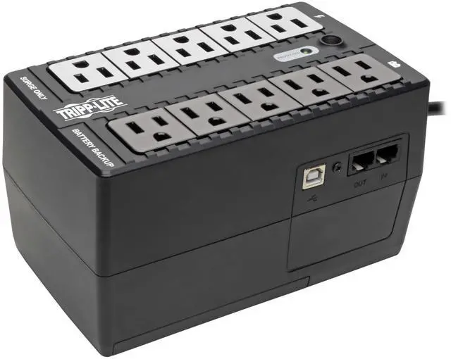 Main image of Tripp Lite 550VA UPS Battery Backup Uninterruptible Power Supply Surge Protector, 10 Outlets, Dataline Protection, USB Monitoring, Home & Office, 3-Year Warranty & $100,000 Insurance (INTERNET550U)