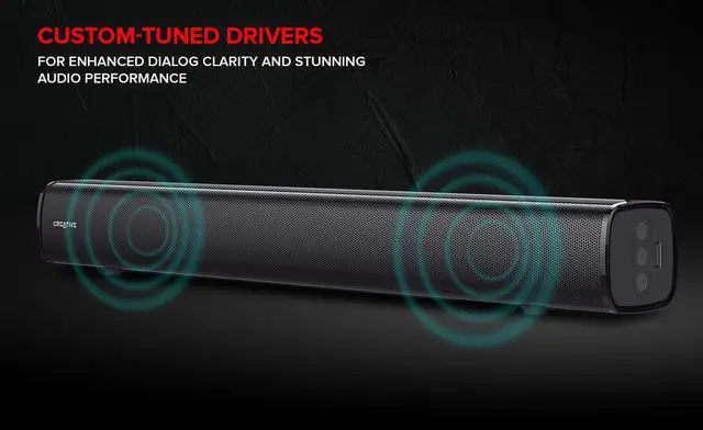 Alt view image 3 of 5 - Creative Stage 2.1 Channel Under-Monitor Soundbar with Subwoofer for TV, Computers, and Ultrawide Monitors, Bluetooth/Optical Input/TV ARC/AUX-in, Remote Control and Wall Mounting Kit