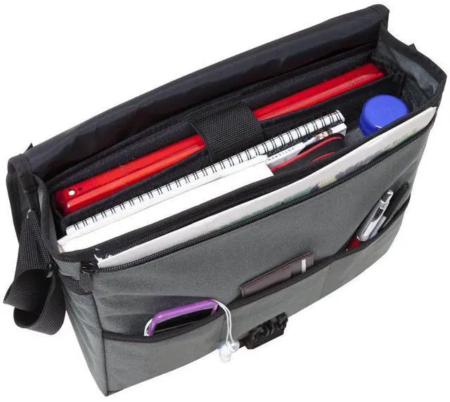 Alt view image 4 of 5 - Manhattan Portage Deluxe Computer Bag 13 Inch Padded Laptop Sleeve Spacious Compartment Attach To Rolling Luggage Water Resistant Cordura (Grey)