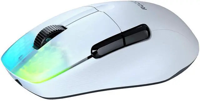 Alt view image 3 of 5 - ROCCAT Kone Pro Air Gaming PC Wireless Mouse, Bluetooth Ergonomic Performance Computer Mouse with 19K DPI Optical Sensor, AIMO RGB Lighting & Aluminum Scroll Wheel, 100+ Hour Battery Life, White