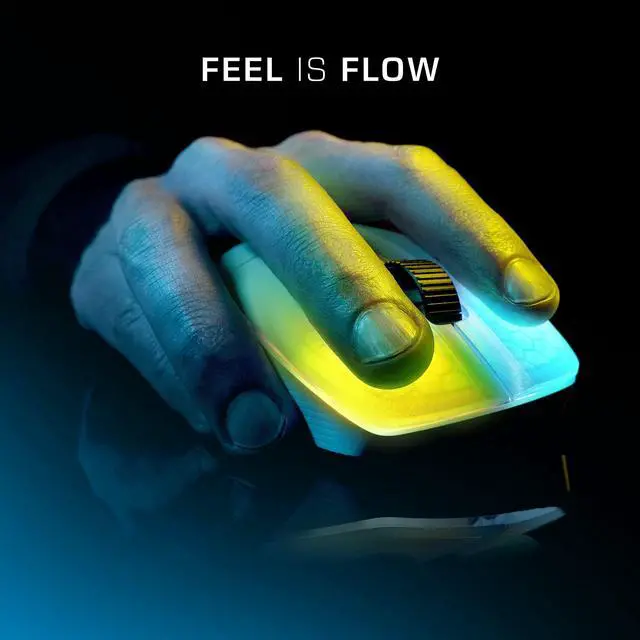 Alt view image 4 of 5 - ROCCAT Kone Pro Air Gaming PC Wireless Mouse, Bluetooth Ergonomic Performance Computer Mouse with 19K DPI Optical Sensor, AIMO RGB Lighting & Aluminum Scroll Wheel, 100+ Hour Battery Life, White