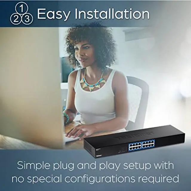 Alt view image 3 of 5 - TRENDnet 16-Port Gigabit Switch, TEG-S17, 16 x Gigabit RJ-45 Ports, 32Gbps Switching Capacity, Fanless Design, Metal Enclosure, Internal Power Supply, Lifetime Protection, Black