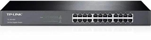 Main image of TP-Link TL-SG1024 | 24 Port Gigabit Ethernet Switch | Plug and Play | Sturdy Metal w/Shielded Ports | Rackmount | Fanless | 3 Year Manufacturer Warranty | Unmanaged, BLACK