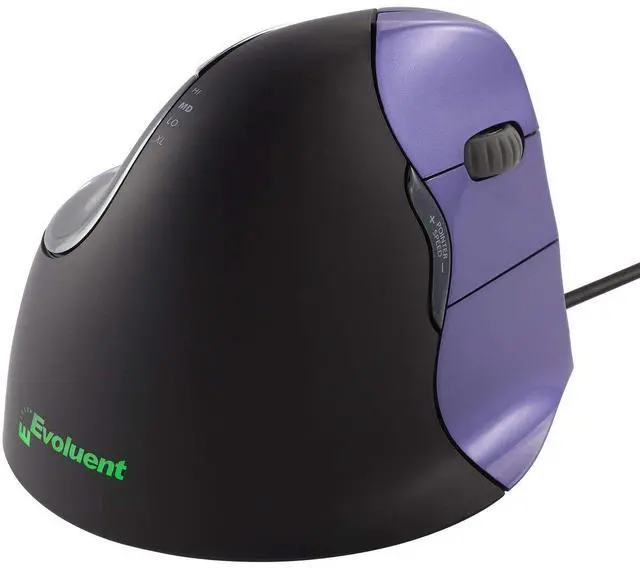 Main image of Evoluent VM4S Vertical Mouse 4 Small for Right Hand  Ergonomic Mouse Wired USB, Helps Reduce Carpal Tunnel, Adjustable Speed & Programmable Buttons, Vertical Ergonomic Wired Mouse, Gaming/Office Use
