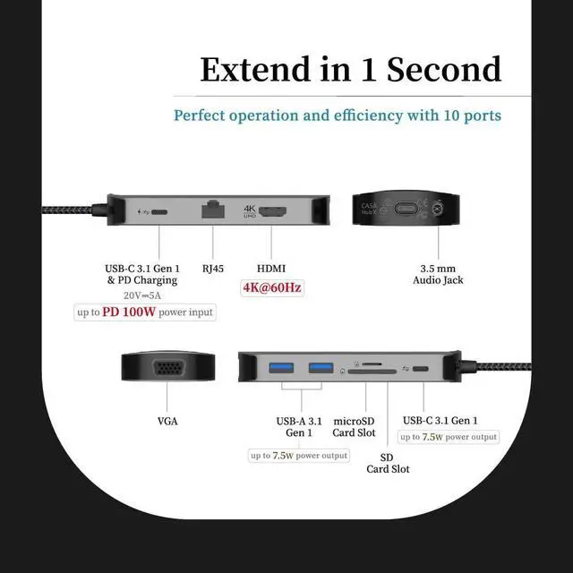 Alt view image 2 of 5 - CASA HUB X USB-C 3.1 10 Port Hub