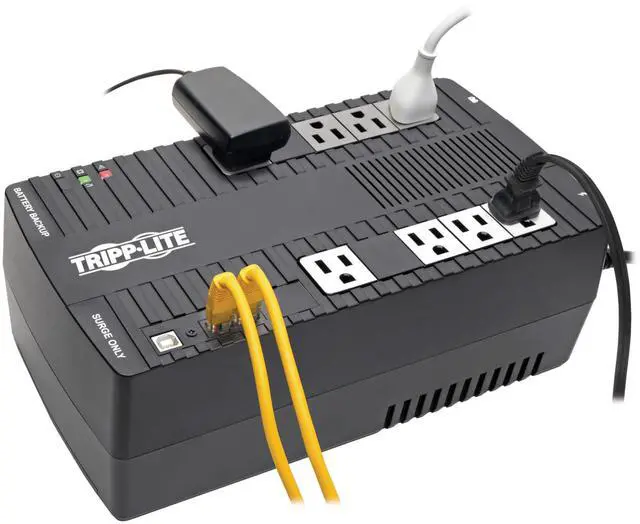 Alt view image 2 of 5 - Tripp Lite 550VA UPS Battery Backup Surge Protector, AVR Automatic Voltage Regulation, 8-Outlet Uninterruptible Power Supply, Dataline Protection, 3-Year Warranty & Insurance (AVR550U)