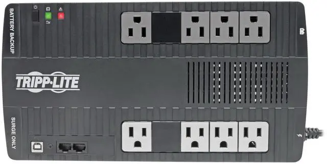 Alt view image 3 of 5 - Tripp Lite 550VA UPS Battery Backup Surge Protector, AVR Automatic Voltage Regulation, 8-Outlet Uninterruptible Power Supply, Dataline Protection, 3-Year Warranty & Insurance (AVR550U)
