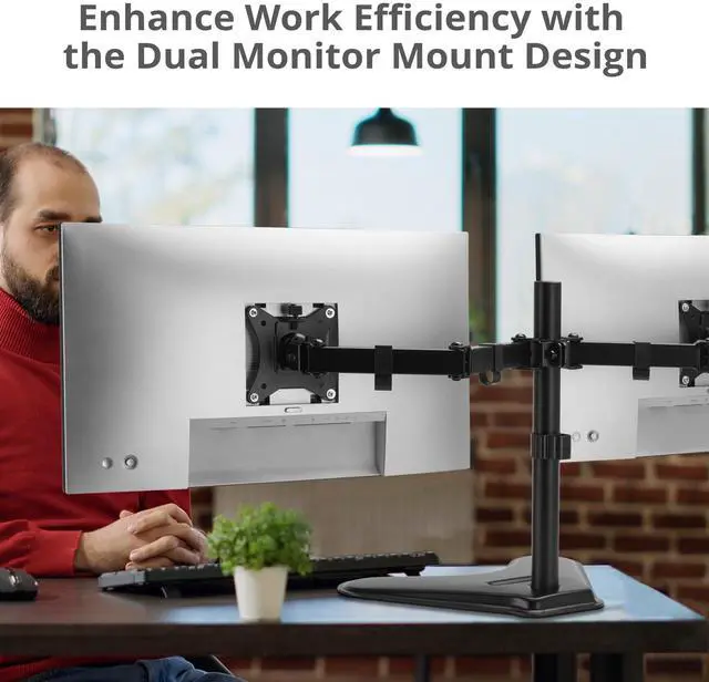Alt view image 3 of 5 - SIIG Articulated Freestanding Dual Monitor Desk Stand - 13"-32" - Max Load 19.8 lbs - 75x75mm/100x100mm(CE-MT1U12-S1)
