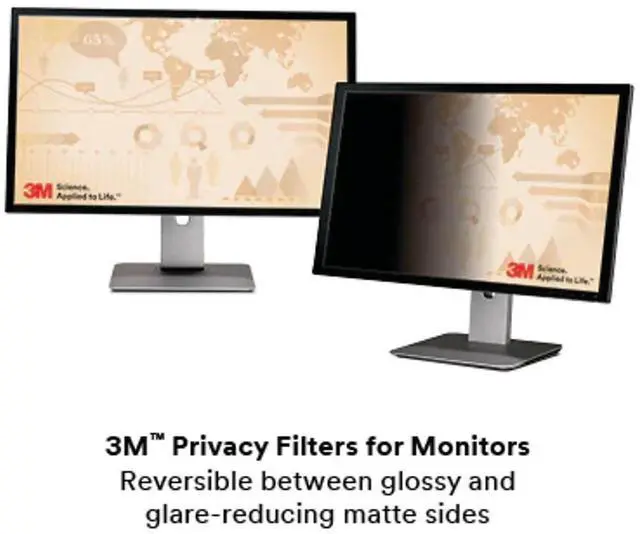 Alt view image 3 of 5 - 3M Privacy Filters 3M Privacy Filter for 24" Widescreen Monitor, Protect your confidential information, Easy to attach (PF240W9B), Black/Grey, 24.0" Widescreen (16:9)