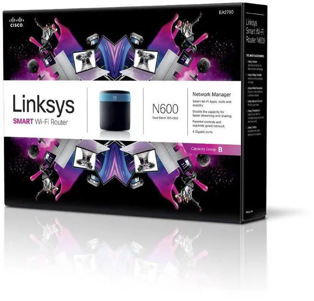 Alt view image 3 of 5 - Linksys N600+ Wi-Fi Wireless Dual-Band+ Router with Gigabit Ports, Smart Wi-Fi App Enabled to Control Your Network from Anywhere (EA2700)
