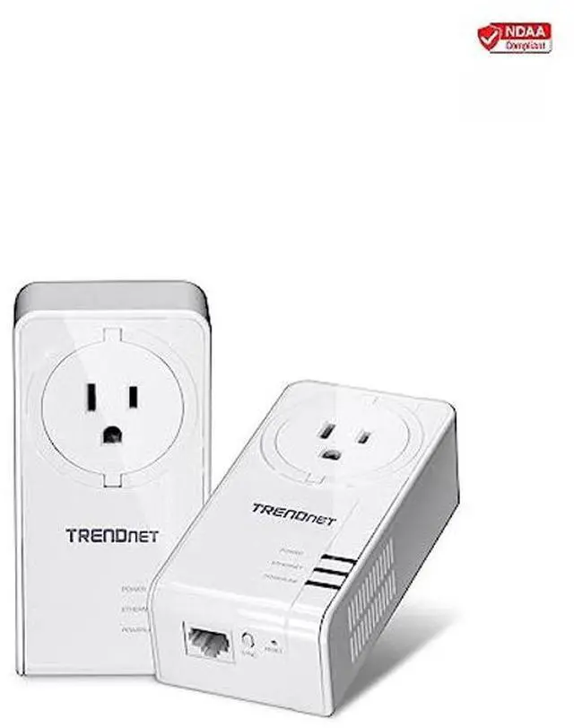 Alt view image 3 of 5 - TRENDnet Powerline 1300 AV2 Adapter with Built-in Outlet Adapter Kit, Includes 2 x TPL-423E Adapters, IEEE 1905.1 & IEEE 1901, Gigabit Port, Range Up to 300m (984 ft), White, TPL-423E2K