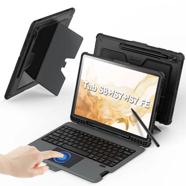 Main image of Nillkin Keyboard Case with Stand, for Samsung Galaxy Tab S8 Plus S7 Plus S7+ S7 FE with Detachable Keyboard with Trackpad, Pencil Holder Tab S8+ 5G Tablet Keyboard case12.4 inch